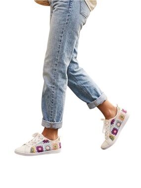 Dirty Laundry Crochet Retro Granny Square Boho Chic Sneakers Size 10